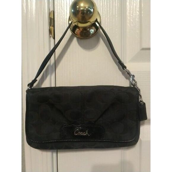 Coach Legacy Signature Wallet Wristlet Small Purse Adjustable Black - Picture 4 of 13
